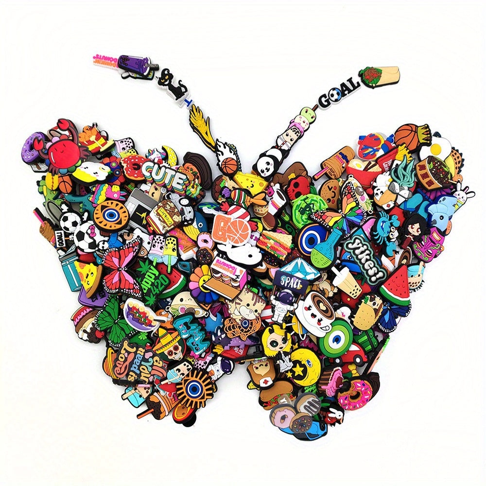Colorful Cartoon PVC Shoe Charms Mix - Heart Flower Animal Food Designs