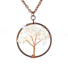 Amethyst Crystal Tree Of Life Necklace Antique Red Copper 3 5MM