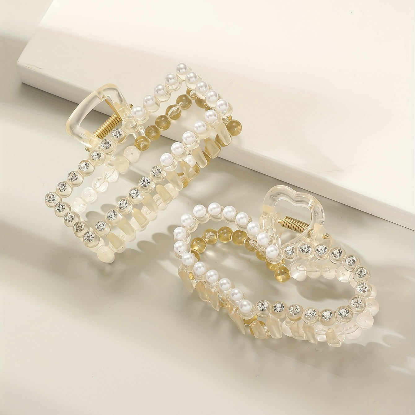 Faux Pearl Rhinestone Hair Claw Clip for Women