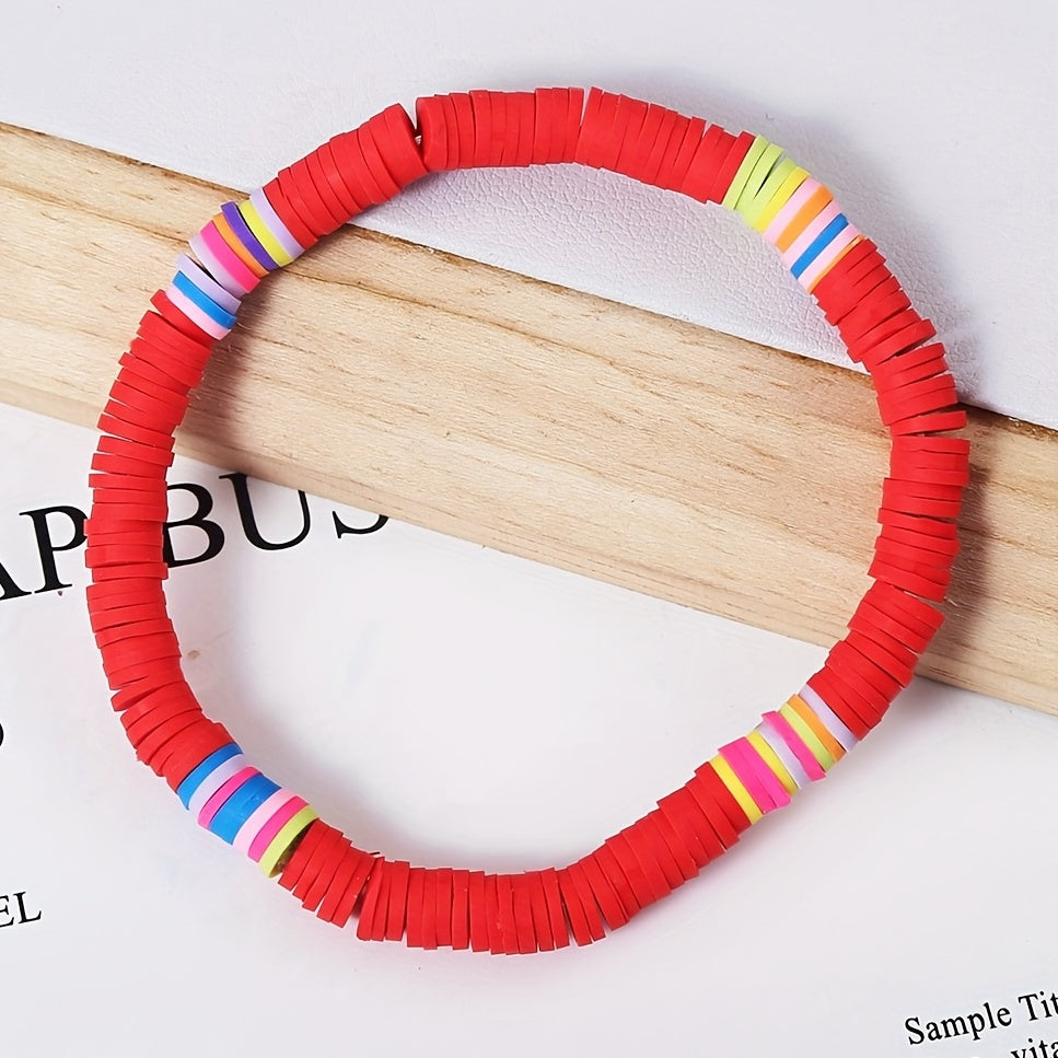 Bohemian Colorful Soft Clay Beaded Bracelet for Women