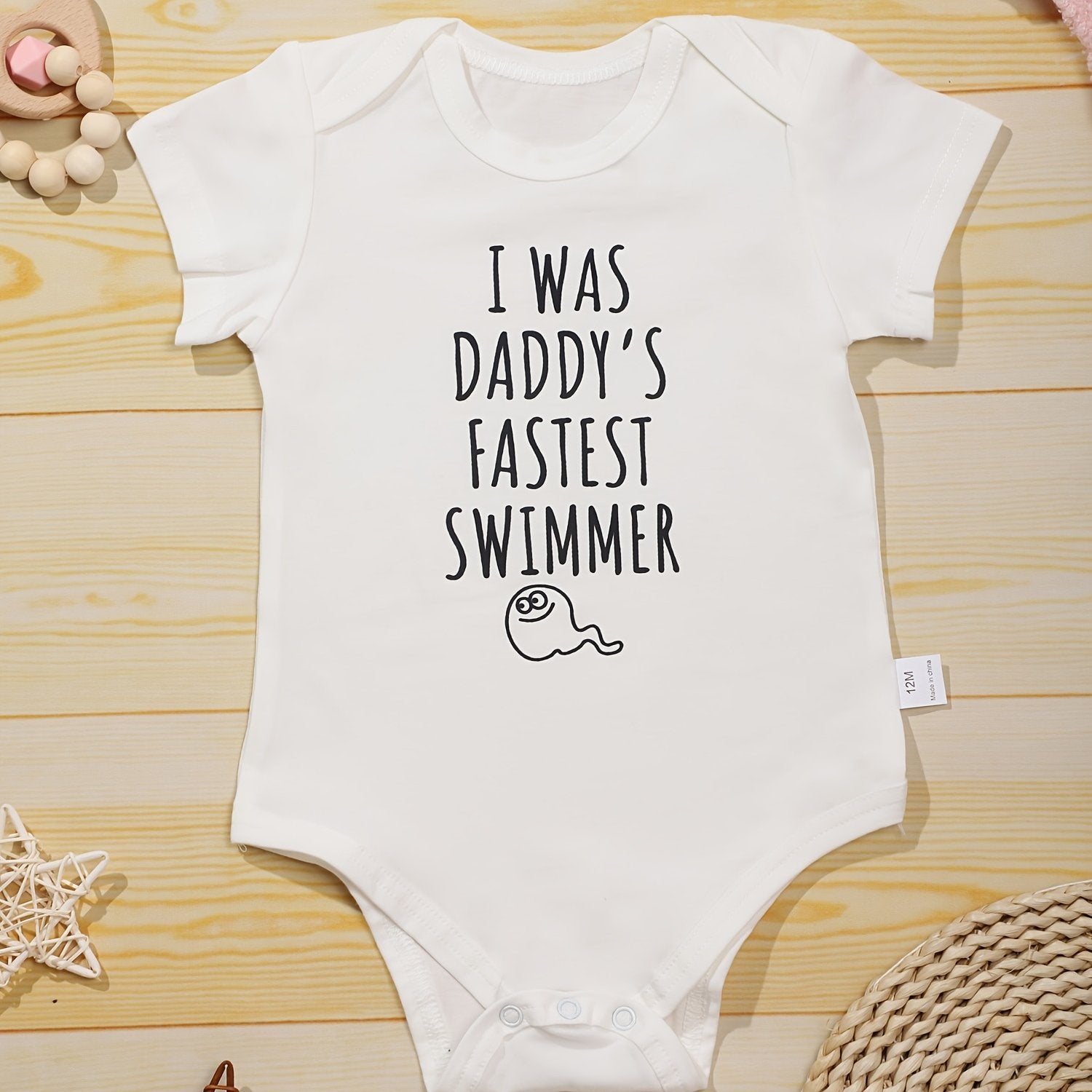 Baby Boys Fastest Swimmer Print Romper For Summer