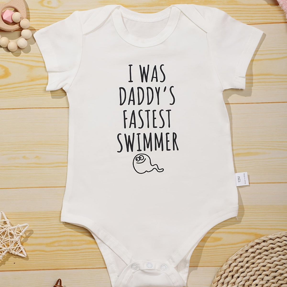 Baby Boys Fastest Swimmer Print Romper For Summer