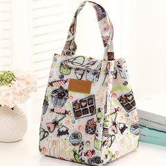 Cartoon Pattern Green Portable Insulated Lunch Bag Waterproof Refrigerated