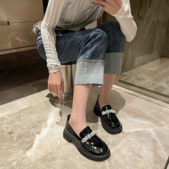 Women's Chunky Loafers with Faux Pearl & Rhinestone Detail