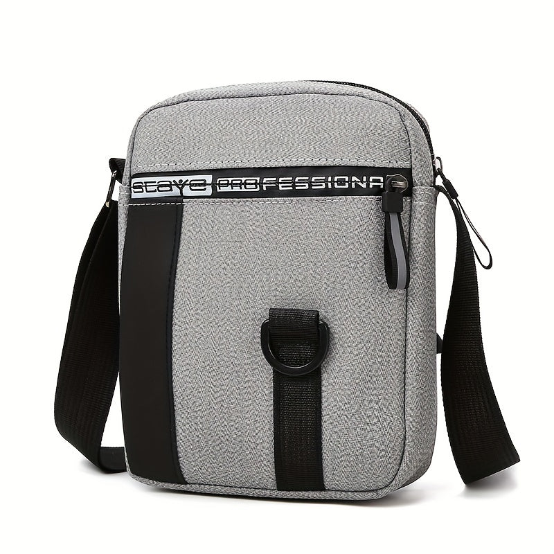 Mini Canvas Crossbody Bag Letter Zipper Mobile Phone Bag