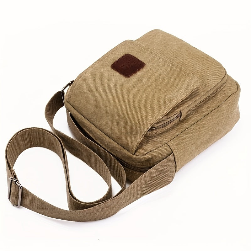 Vintage Square Shoulder Bag Zipper Crossbody Bag Lightweight Canvas Bag
