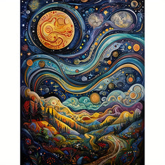 Starry Night Scene 40 64x50 Acrylic Painting Kit Frameless Beginner Friendly