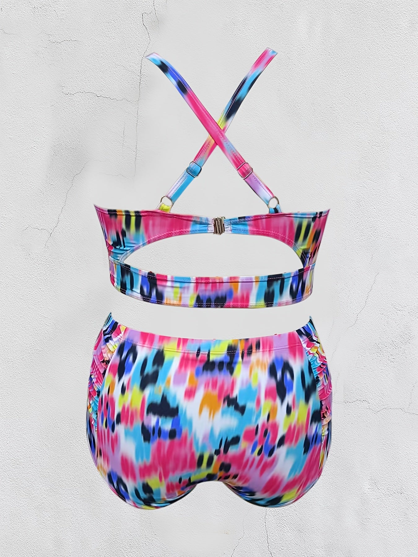  Tie Dye Halter Neck Bikini Set Medium Stretch