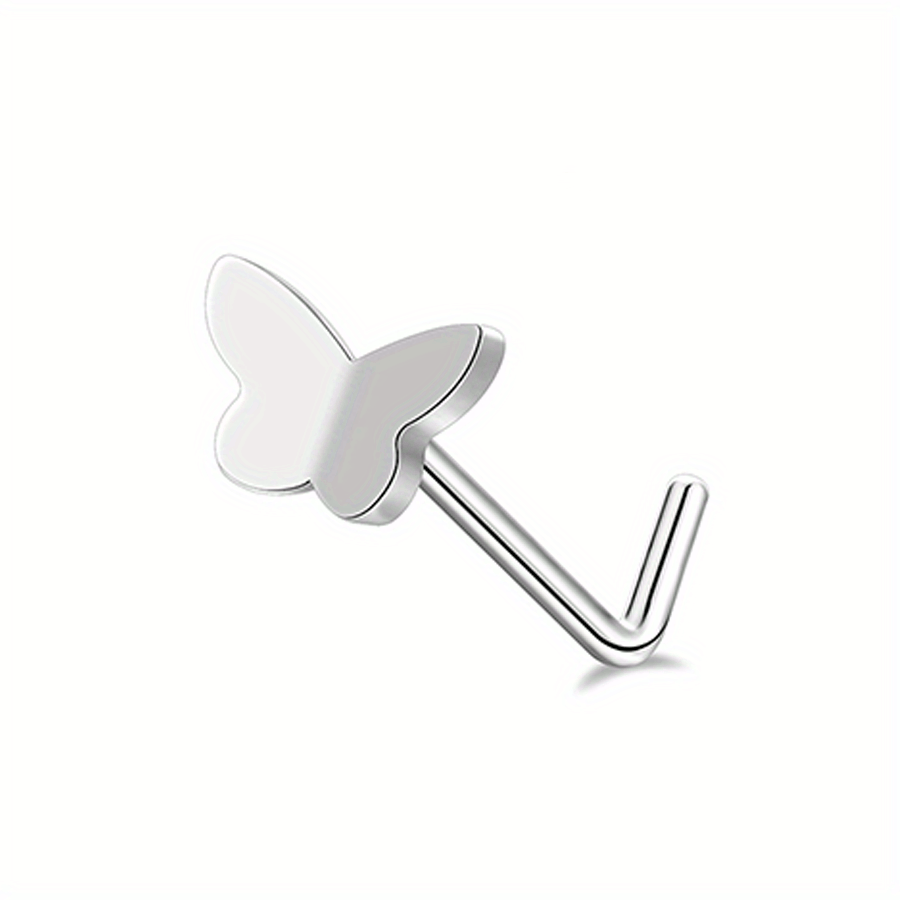 Stainless Steel Nose Ring Stud Flower Snowflake Butterfly Nose Piercing