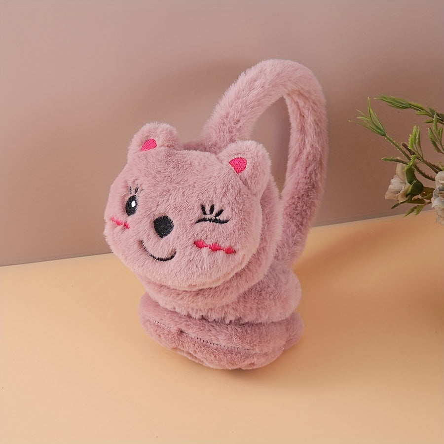 Cozy Furry Kitty Ear Warmers Hand Wash Ear Muffs
