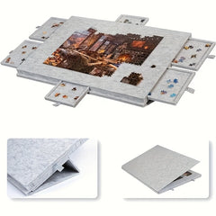 6-in-1 Puzzle Table with 6 Drawers, Felt Puzzle Board, Portable Stand Lid