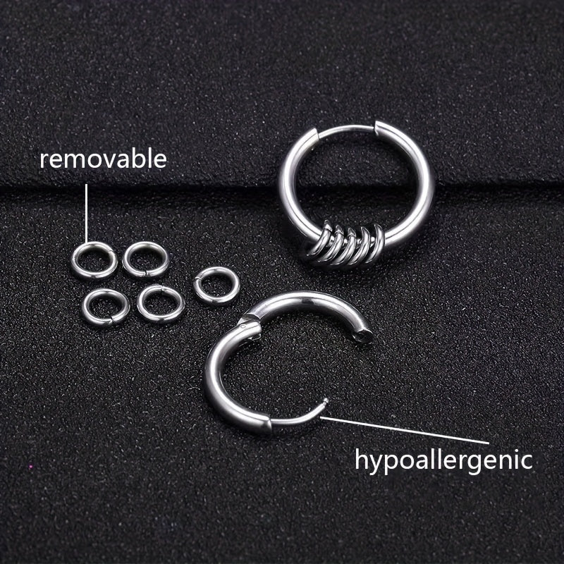 Stainless Steel Circular Earrings Spring Ear Clip For Women Girls