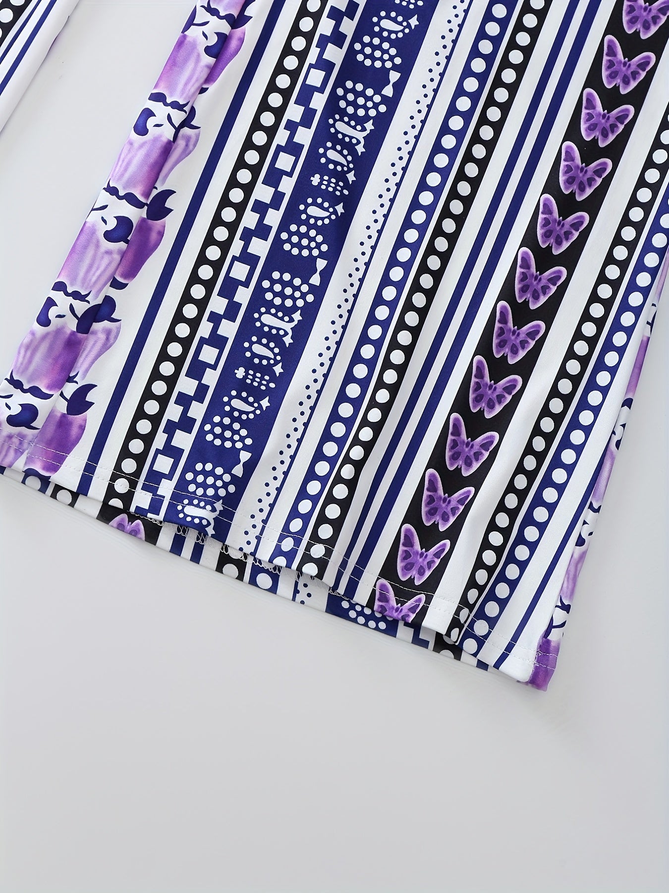  Butterfly & Dot Print High Rise Stretch Pants