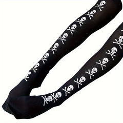 Skull Print Thigh High Socks Halloween Party Cosplay Over The Knee Socks
