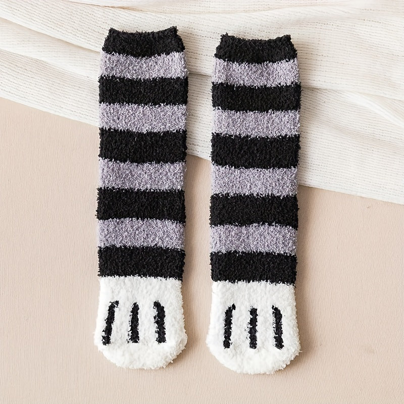 3 Pairs Cat Claw Fuzzy Socks Mid Tube Stockings