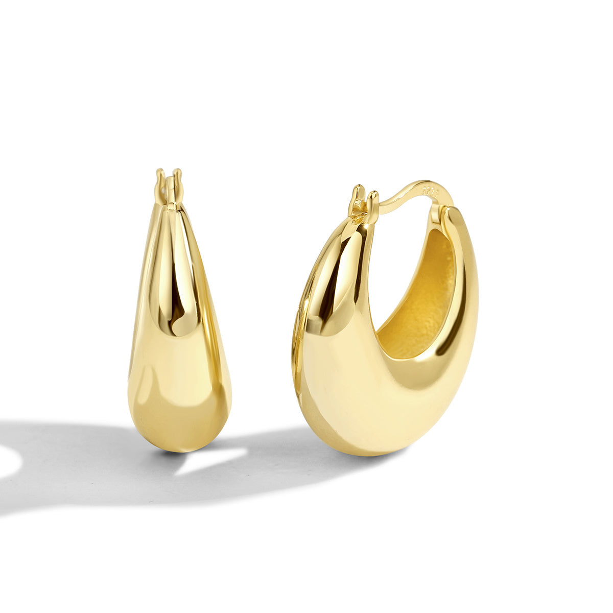Chunky 18K Plated Huggie Hoop Earrings For Women Girls