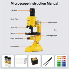 Level Zoom Microscope 100x 400x 1200x Magnification Durable ABS Material