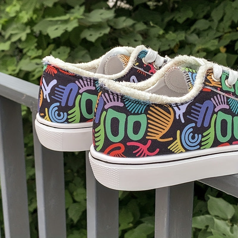 Women's Graffiti Print Sneakers Lightweight Canvas Shoes