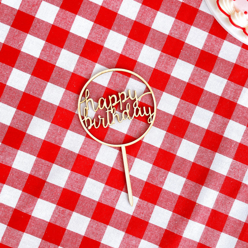 Wooden Cake Decor Party Tassel Stand Cake Sticker