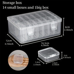 Clear Storage Box with Hinged Lid & 15 Rectangular Boxes