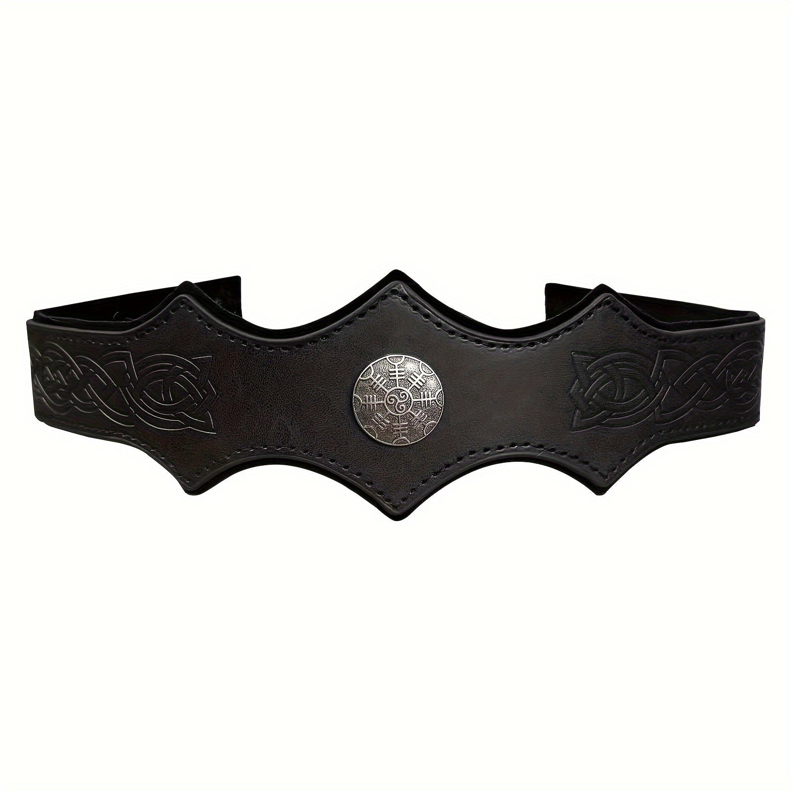 Medieval Embossed PU Leather Headwear Men's Adjustable Headband Retro Roleplay