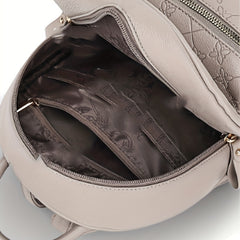 Cartoon Graffiti Embossed Backpack Zipper Solid Rucksack