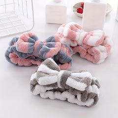 Soft Bow Headbands Coral Fleece Makeup Face Washing
