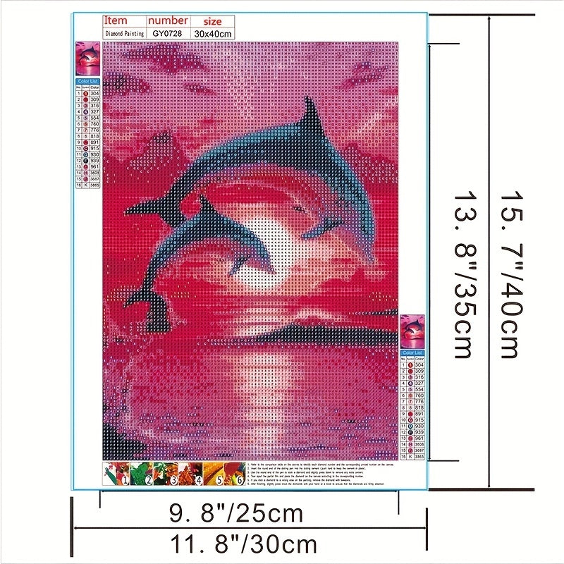 5D Dolphin Diamond Painting DIY Full Round Square Living Room Wall Decor