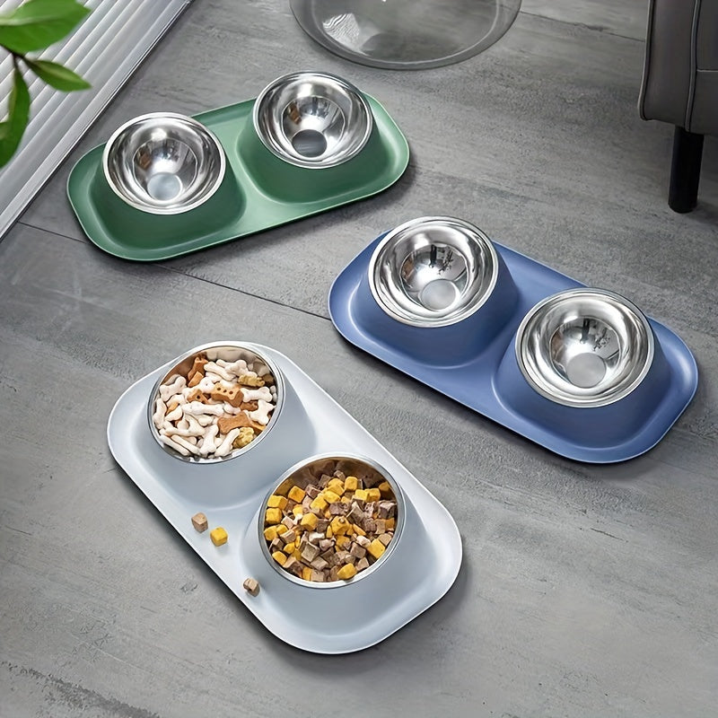 Stainless Steel Pet Bowls with No Spill Mat for Dogs and Cats