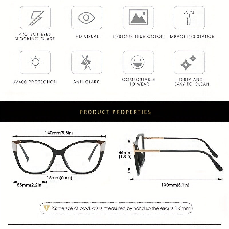 Cat Eye Clear Lens Glasses for Women TR90 Anti Blue Light Glasses