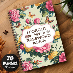 Floral Spiral Password Notebook 70 Pages