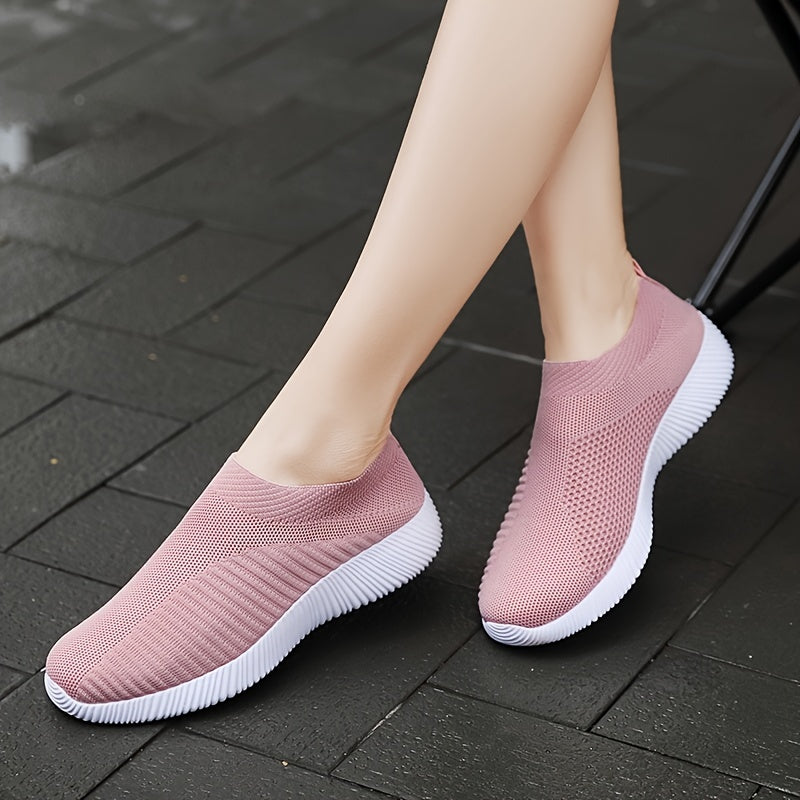 Solid Knitted Trail Walking Sneakers Lightweight Anti skid