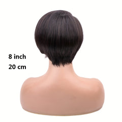 Short Straight Pixie Cut Bob Human Hair Wig 180 Density