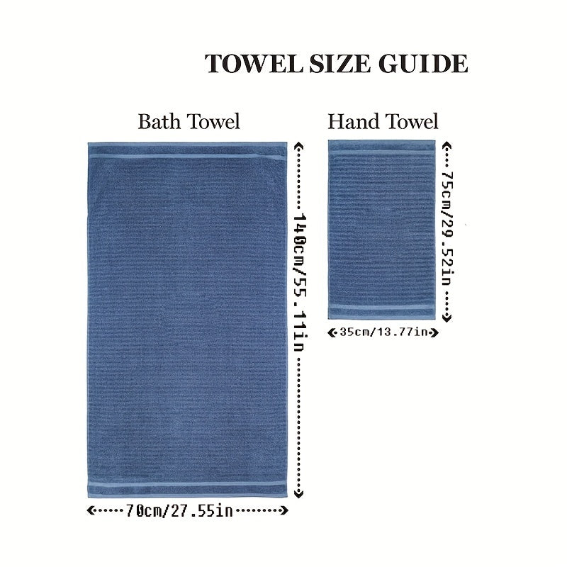 2pcs Cotton Towel Set Soft Hand Bath Quick Dry Absorbent