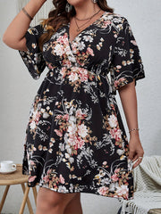  Floral Print Flutter Sleeve Mini Dress