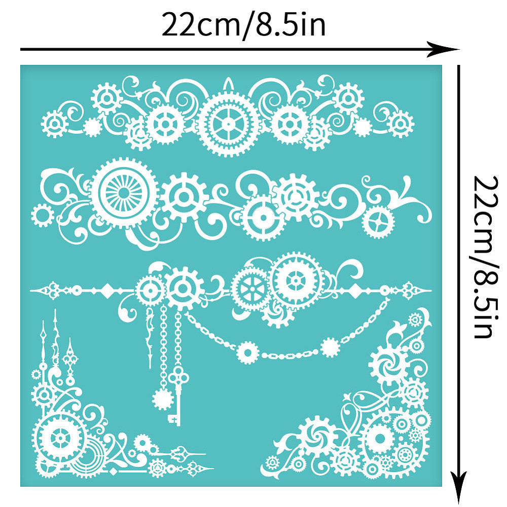 2pcs Self Adhesive Screen Printing Stencil Turquoise Gear Craft Supplies