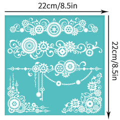 2pcs Self Adhesive Screen Printing Stencil Turquoise Gear Craft Supplies