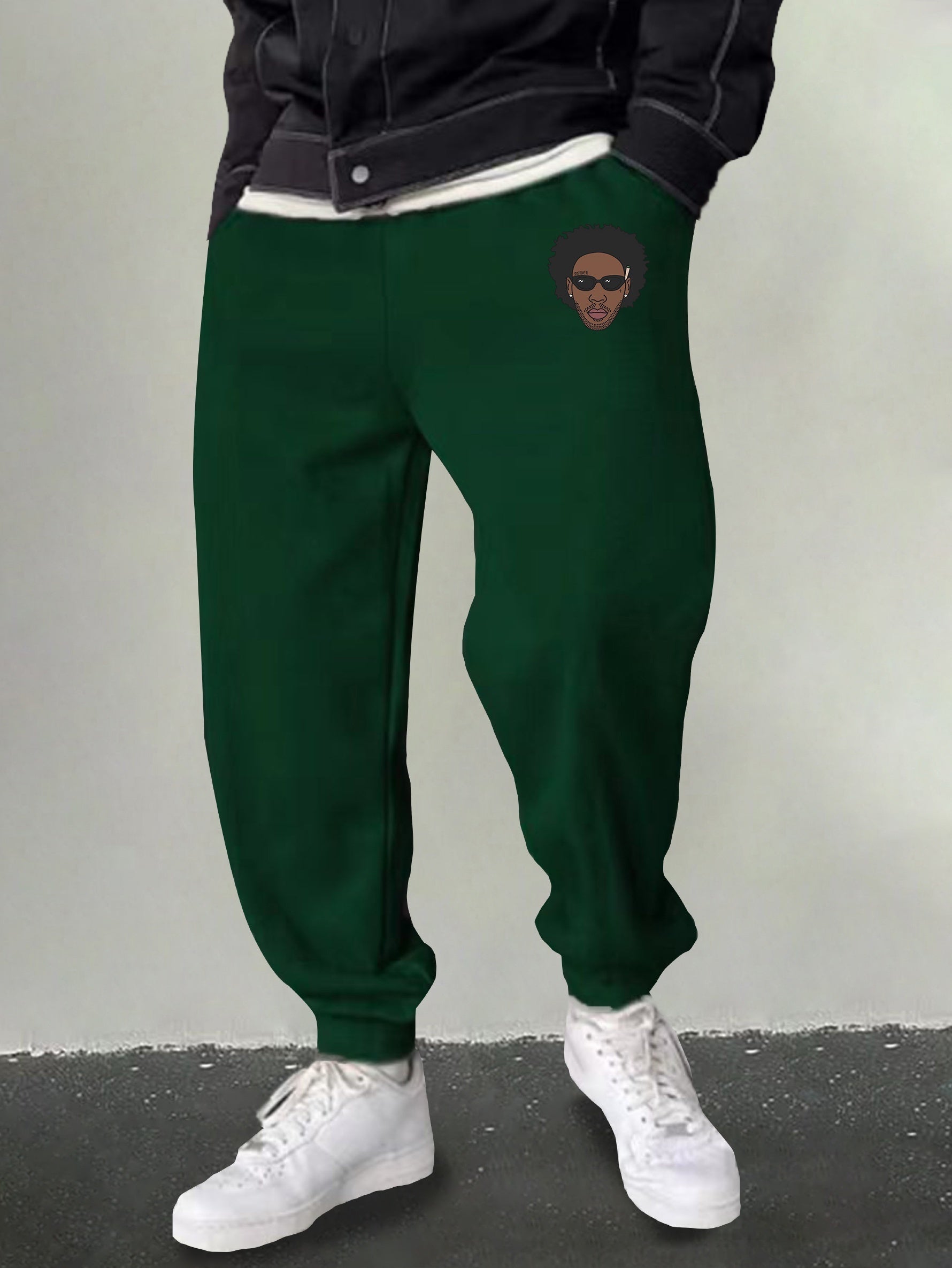 Men's Cartoon Face Print Joggers Casual Stretch Sports Pants