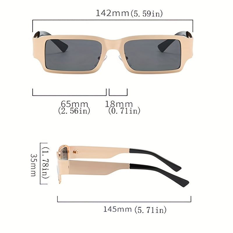 Square Metal Frame Sunglasses For Women Men Tinted Lens Glasses UV400