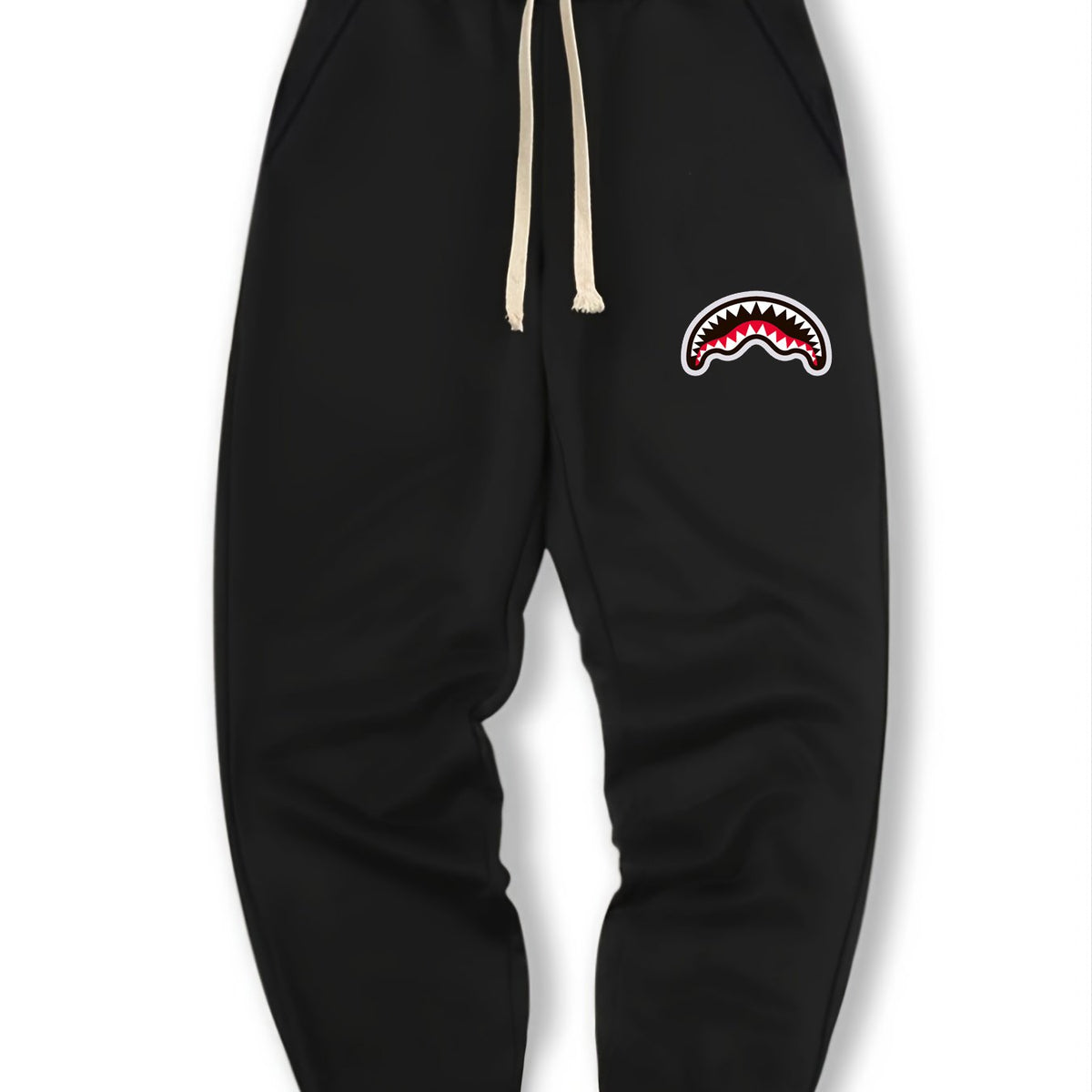 Shark Mouth Print Men's Drawstring Pocket Sweatpants