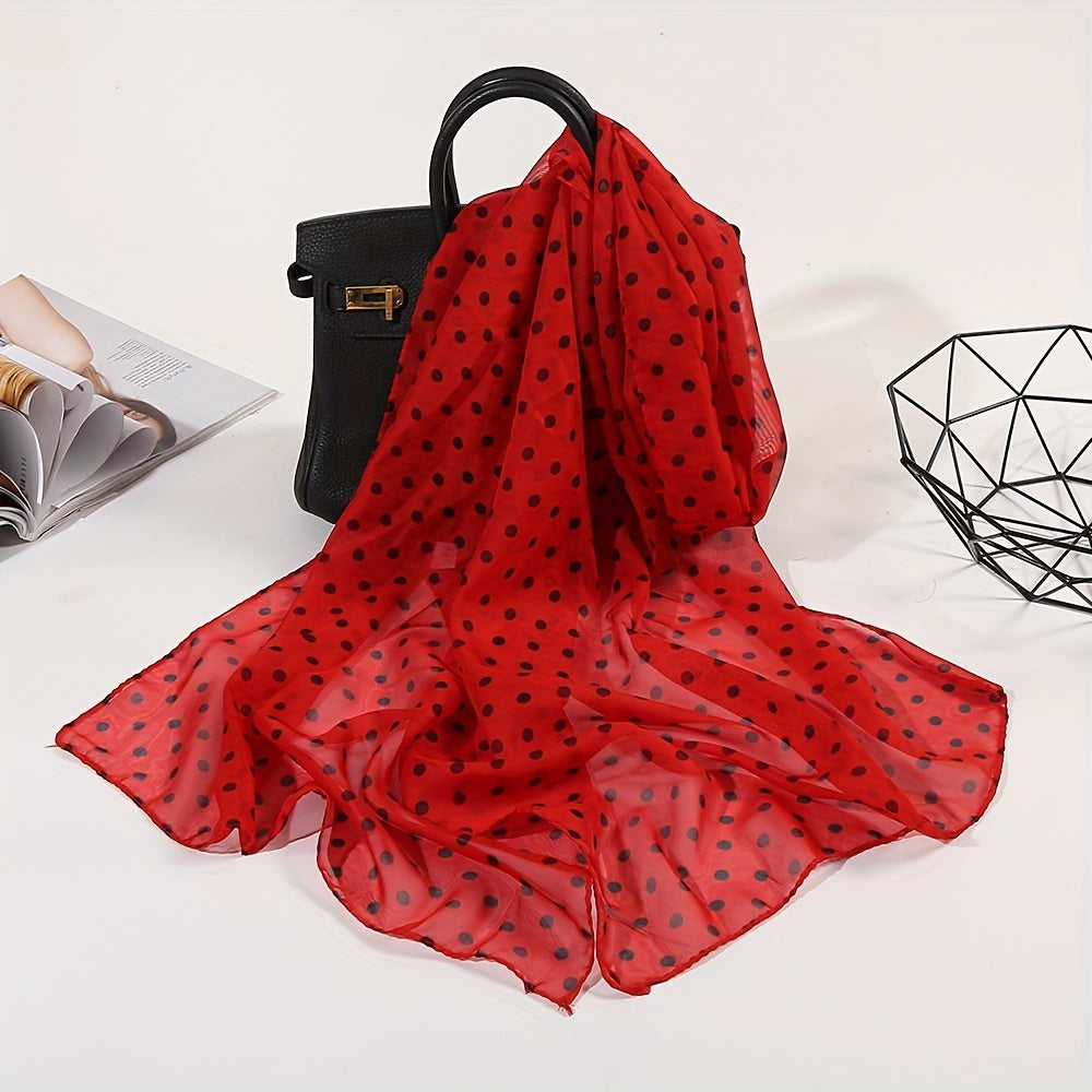 Polka Dot Print Chiffon Scarf Thin Shawl Breathable Gauze Head Wrap Women Boho