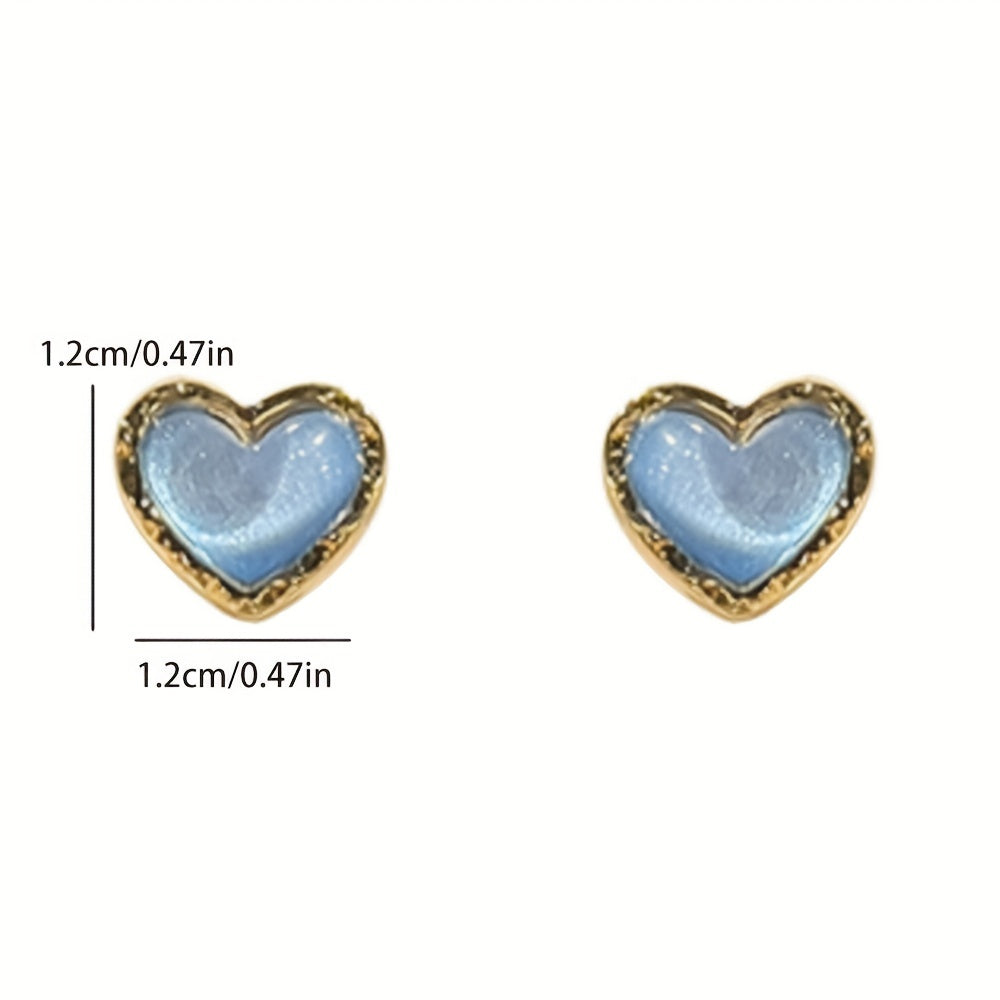 Y2K Style Starry Sky Heart Stud Earrings 18K Plated