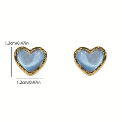 Y2K Style Starry Sky Heart Stud Earrings 18K Plated