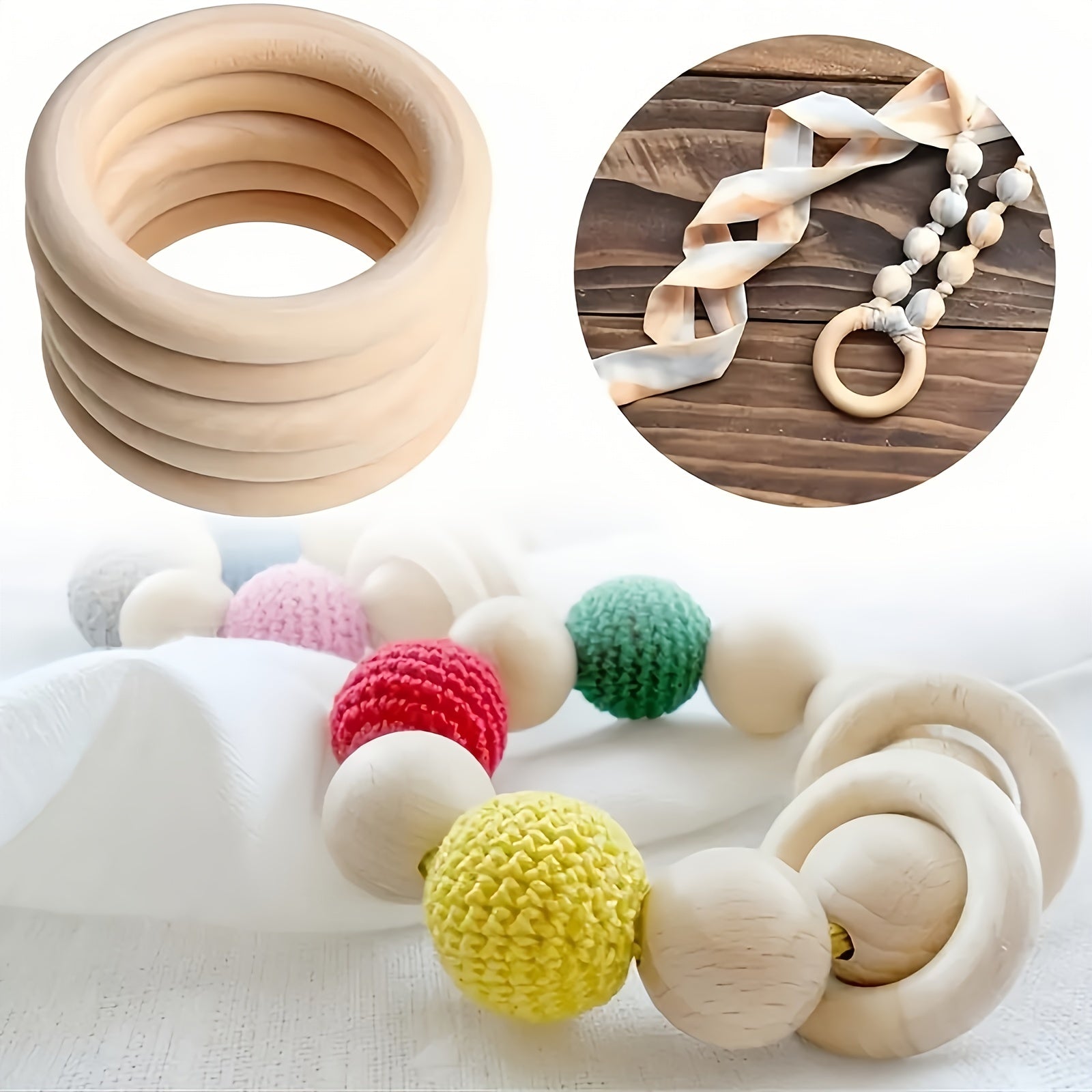 10Pcs Natural Wooden Rings for Jewelry Making DIY Accessory