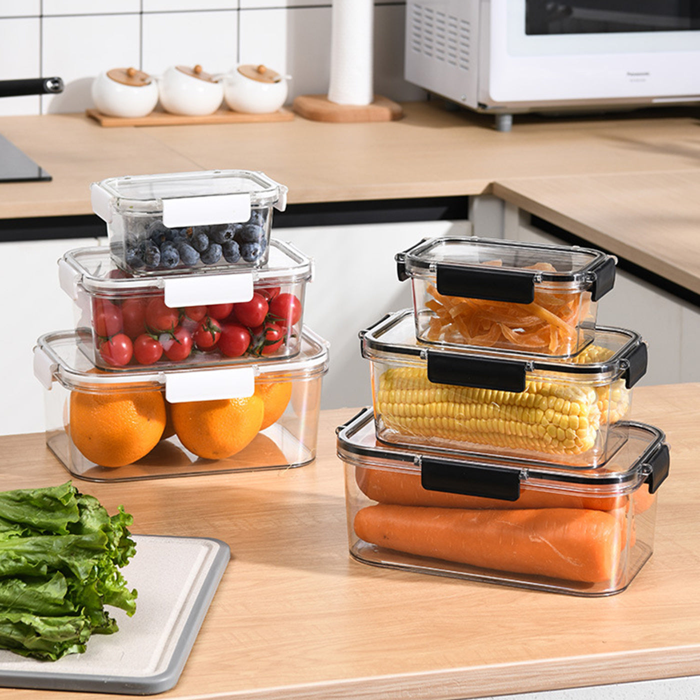 3pcs Plastic Food Storage Containers Keep Food Fresh & Organized