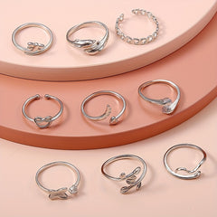 9 Pcs Adjustable Foot Ring Set for Women Girls