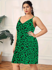 Leopard Print V Neck Lounge Cami Dress