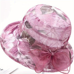 Flower Print Sun Hat Mesh Breathable Organza Bucket Hat