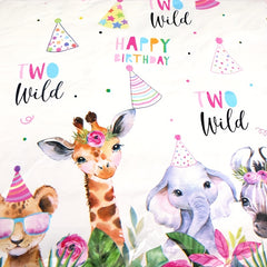 Jungle Safari Animals 2nd Birthday Tablecloth Giraffe Print Tablecover