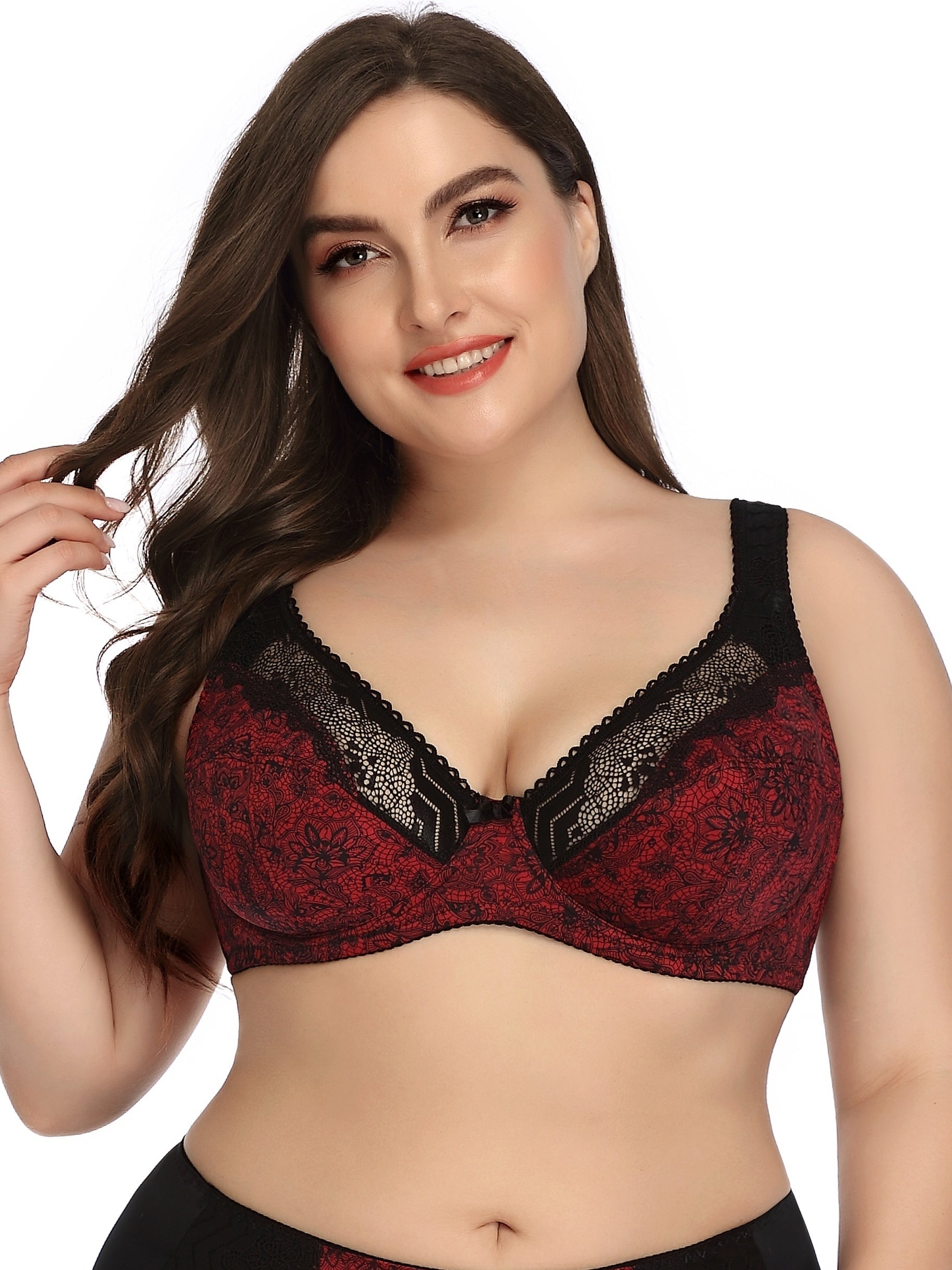  Lace Floral Print Thin Bra Women's Seamless Bralette